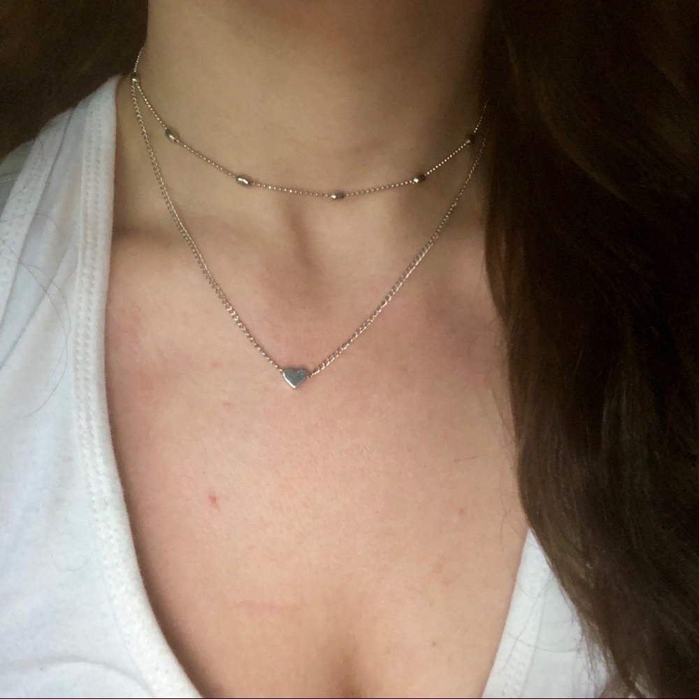 New! 4 for $12 Silver Dainty Heart Womens Necklace - Picture 2 of 5